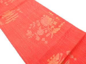 本場筑前博多紙布抽象花葉模様織出し名古屋帯